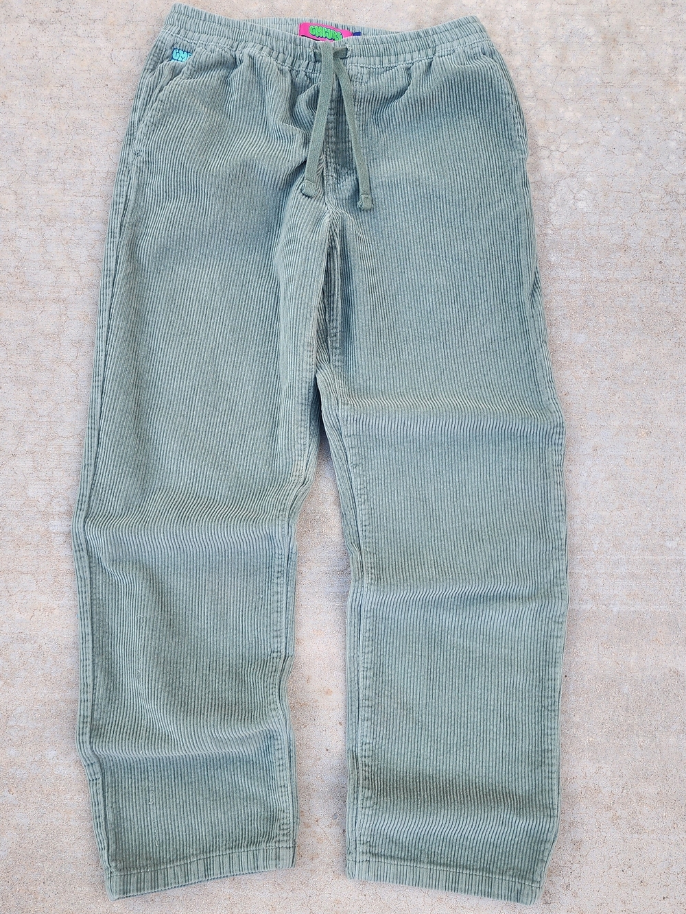 Empyre Jessie Sage Corduroy Elastic Waist Skate Pants, Relaxed Fit Womens Sz S